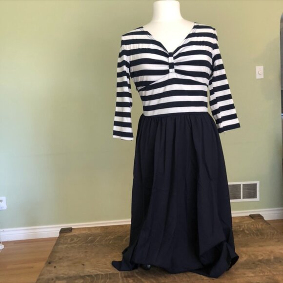 Navy Striped Maritime-Inspired Dress -- Acevog -- L/G - Picture 2 of 5